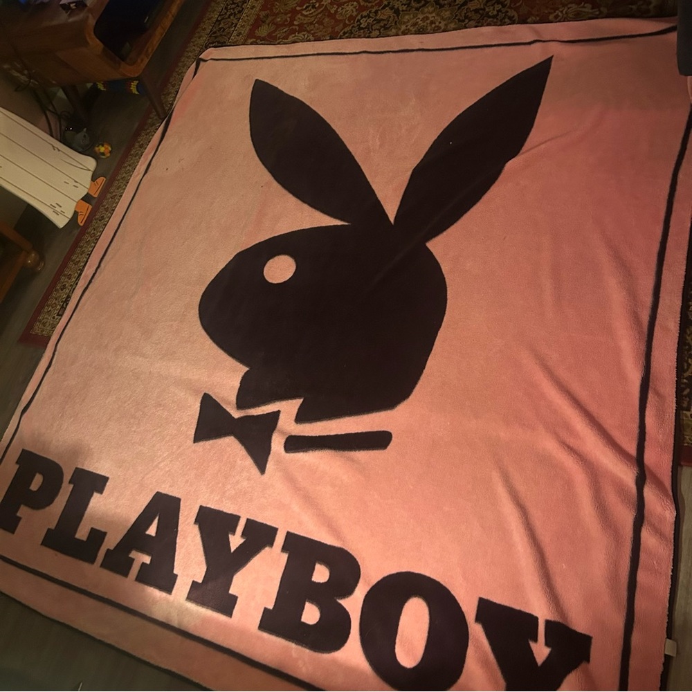 Vintage Playboy Bunny Pink Throw Blanket